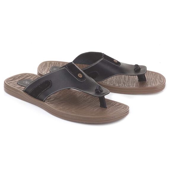 Sandal Kulit Casual Jepit Pria   LSM 676 Blackkelly Ori