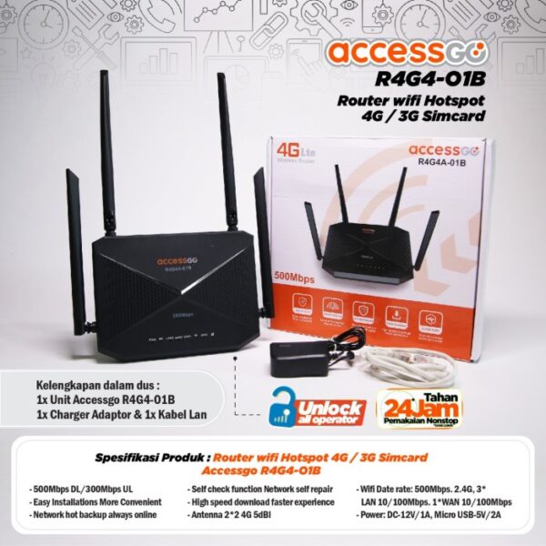Modem Wi Fi Router 4g All Operator AccessGo R4G4A 01 Bergaransi