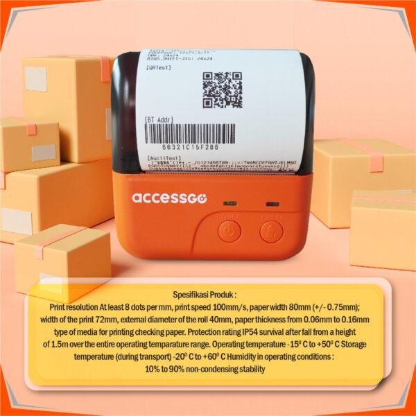 Printer Thermal 58mm Bluetooth accessgo Bergaransi