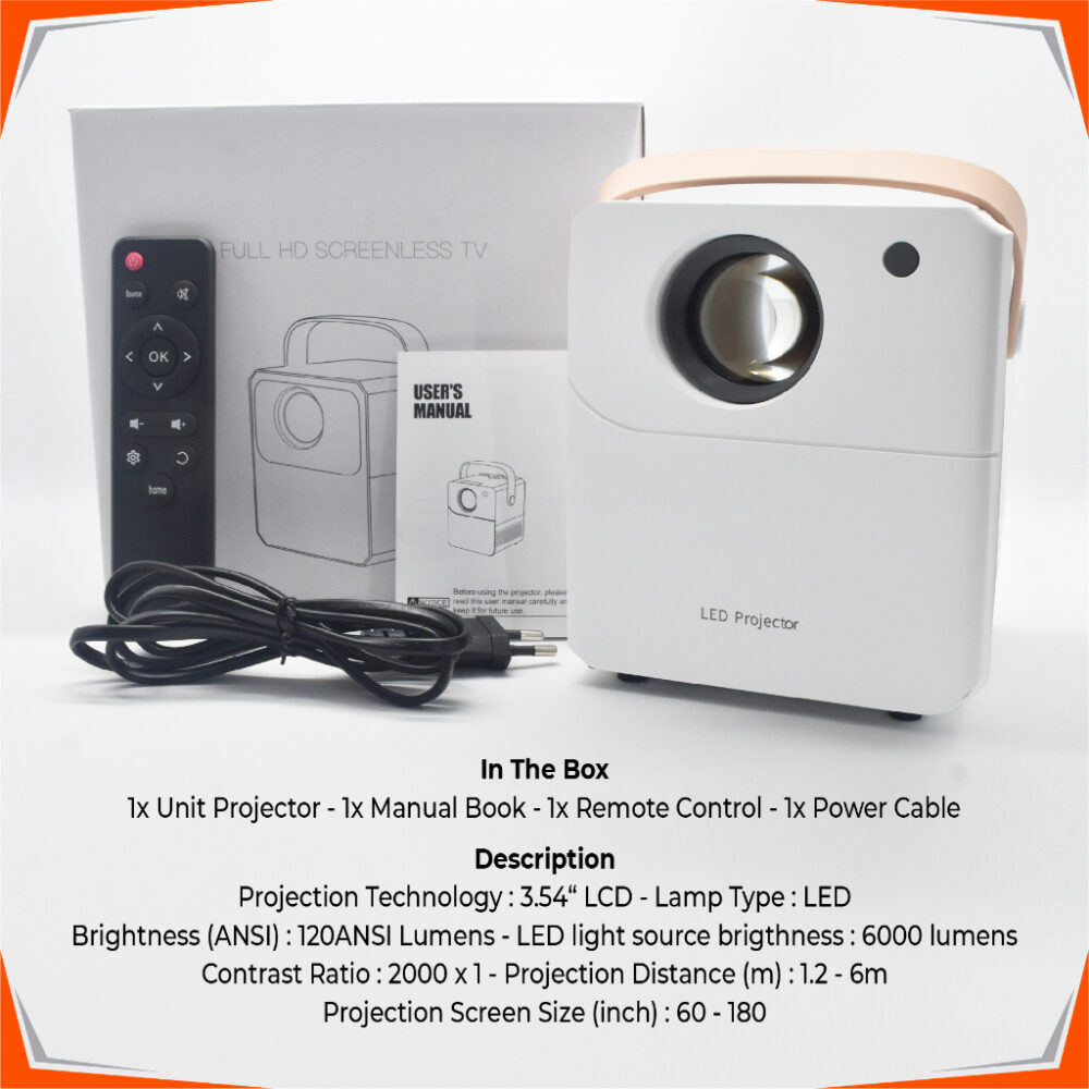 Proyektor Android Smart Projector UltraHD 4K 1024 Screenless TV ...
